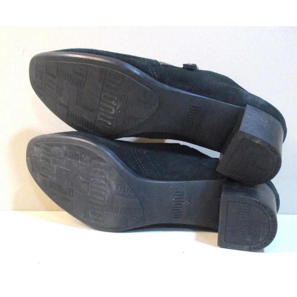 Munro American Black Suede Side Zip Block Heel Booties Womens 8.5 N M210586K